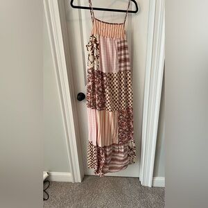 Universal Thread Patchwork A-Line dress - Pink and Brown